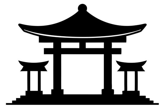recommend clip art: Japanese shinto torii gate entrance | vector silhouette illustration on white background