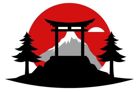 recommend clip art: Japanese shinto torii gate entrance | vector silhouette illustration on white background
