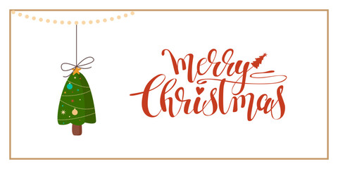 Christmas and New Year Greeting Horizontal Card or Invitation Template. Vintage Elegant Decoration Illustration. Happy Merry Xmas Greeting Party Banner Design background. 
