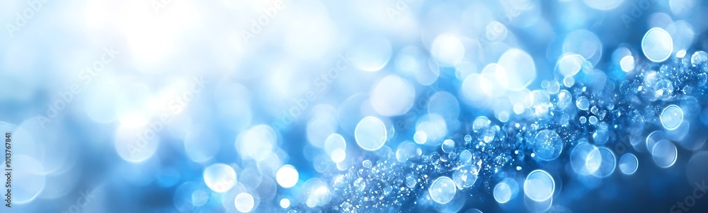 Aufkleber a soft-focus image showcasing shimmering blue bokeh lights against a dreamy, light background, evoki