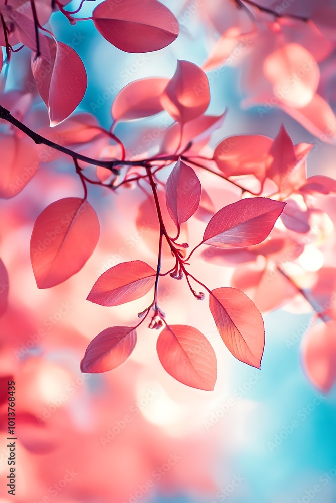 Canvas Prints Closeup of delicate pink leaves in a natural, vibrant, and colorful setting