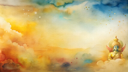 Serene watercolor gradient, earthy to golden hues, Navaratri devotion and celebration background, with copy space