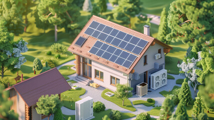 Integration of a heat pump, inverter, and solar panels as a comprehensive green energy system