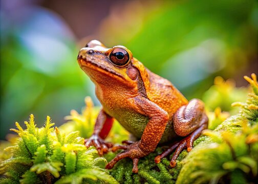 The Spring Peeper Frog (Pseudacris crucifer) appears in a close-up shot, thriving in its natural habitat, richly alive during the enchanting spring season.