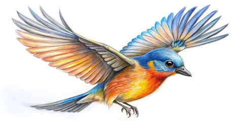 Fototapeta premium This straightforward bird drawing showcases essential techniques, ideal for kids and beginners, helping them develop creativity and enhance their art skills while enjoying flight.