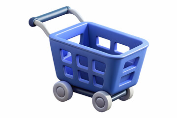 Fototapeta premium 3D Digital Shopping Cart Icon on Clean Background with Bold Cyber Monday Sale Highlights - Minimalist Design for E-Commerce Promotions