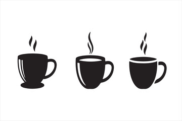Cup set hand drawn illustration black and white