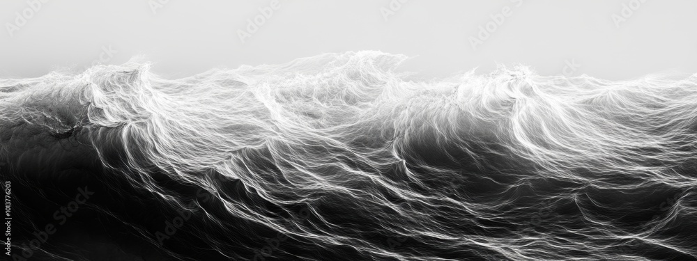 Poster abstract ocean waves, a serene minimalist representation of smooth, flowing ocean waves, emphasizing