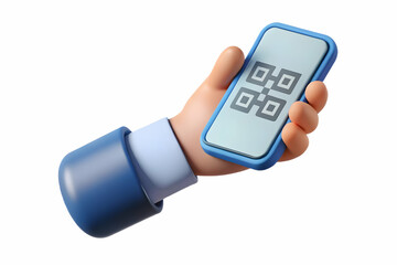 Minimalistic Close-Up of Hand Scanning QR Code with Smartphone on Plain Background for Cyber Monday Purchase Concept
