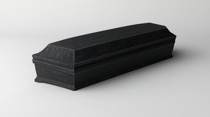 Simple Black Coffin Outline on Light Gray Background