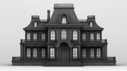 Fototapeta premium Simple Black Haunted House Design