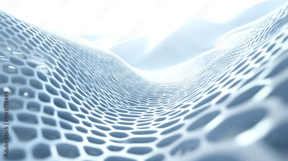 Poster abstract white grid pattern with wavy surface