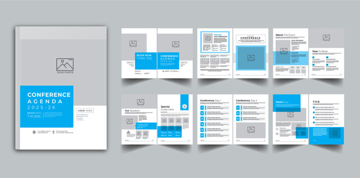 Conference Agenda Template , 12 Page layout design With Cover page