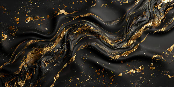 The interplay of light and shadow on a black fabric, accented by shimmering gold, creates a captivating and visually stunning image
