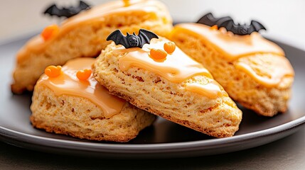 Halloween Themed Scones with Bat Decor