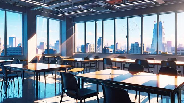 empty workspace office scene, 4k video smooth looping animation