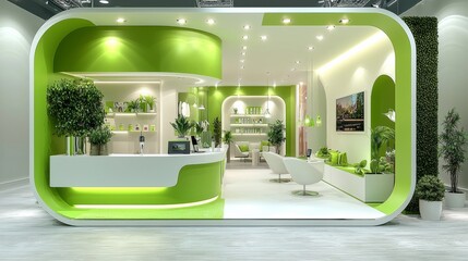 Commercial stand in exhibition hall or large professional salon ready to receive brands and advertisements