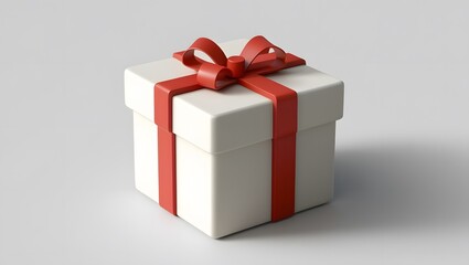 Obraz premium Isolated red gift box with white ribbon, perfect for Christmas, birthday, or anniversary celebration