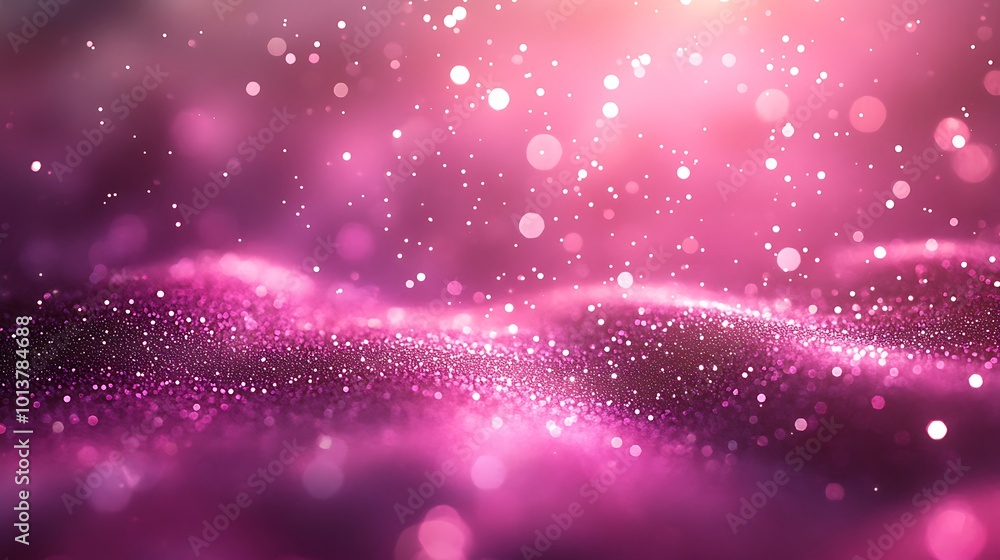 Aufkleber a dreamy, shimmering scene with pink and purple hues, featuring soft waves and sparkling particles t