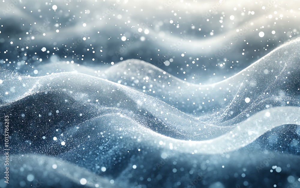 Aufkleber A serene, abstract depiction of flowing waves with shimmering particles, creating a tranquil and soothing atmosphere.
