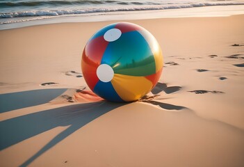 Colorful beach ball with red, white, blue, yellow, and green panels