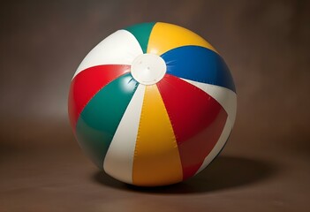 Colorful beach ball with red, white, blue, yellow, and green panels