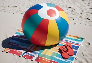 Colorful beach ball with red, white, blue, yellow, and green panels
