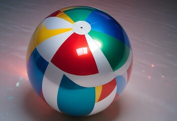 Colorful beach ball with red, white, blue, yellow, and green panels
