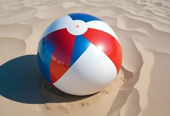 Colorful beach ball with red, white, blue, yellow, and green panels