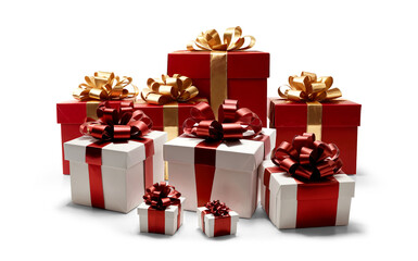 Obraz premium festive Christmas gifts, presents boxes in a row 3d