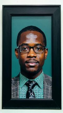 Portrait d&rsquo;un homme &eacute;l&eacute;gant encadr&eacute; avec fond vert