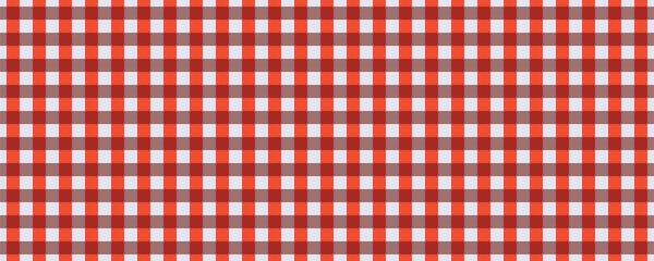 Red gingham fabric square checkered seamless pattern vintage background.