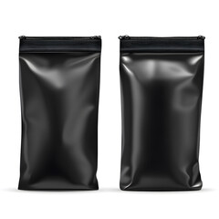 Two Black Glossy Stand-Up Pouch Packaging on a White Background design
