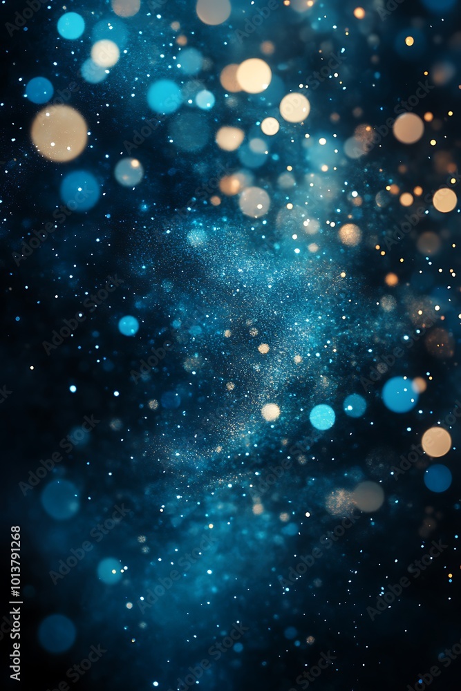 Aufkleber a vibrant background featuring sparkling blue and gold bokeh effects, creating a dreamy and ethereal