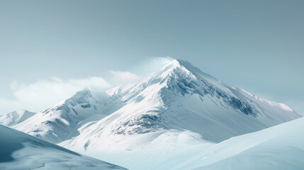 A clean, simple composition of a snow-covered mountain with no distractions, focusing on the beauty of nature