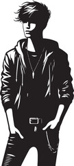 Fashion boy silhouette vector illustration. Handsome fashion boy silhouette.