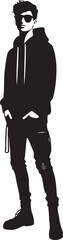 Fashion boy silhouette vector illustration. Handsome fashion boy silhouette.