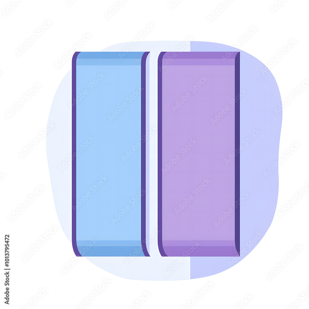 Fototapete vector flat style, simple clean lines illustration design of two long rectangular buttons in blue an