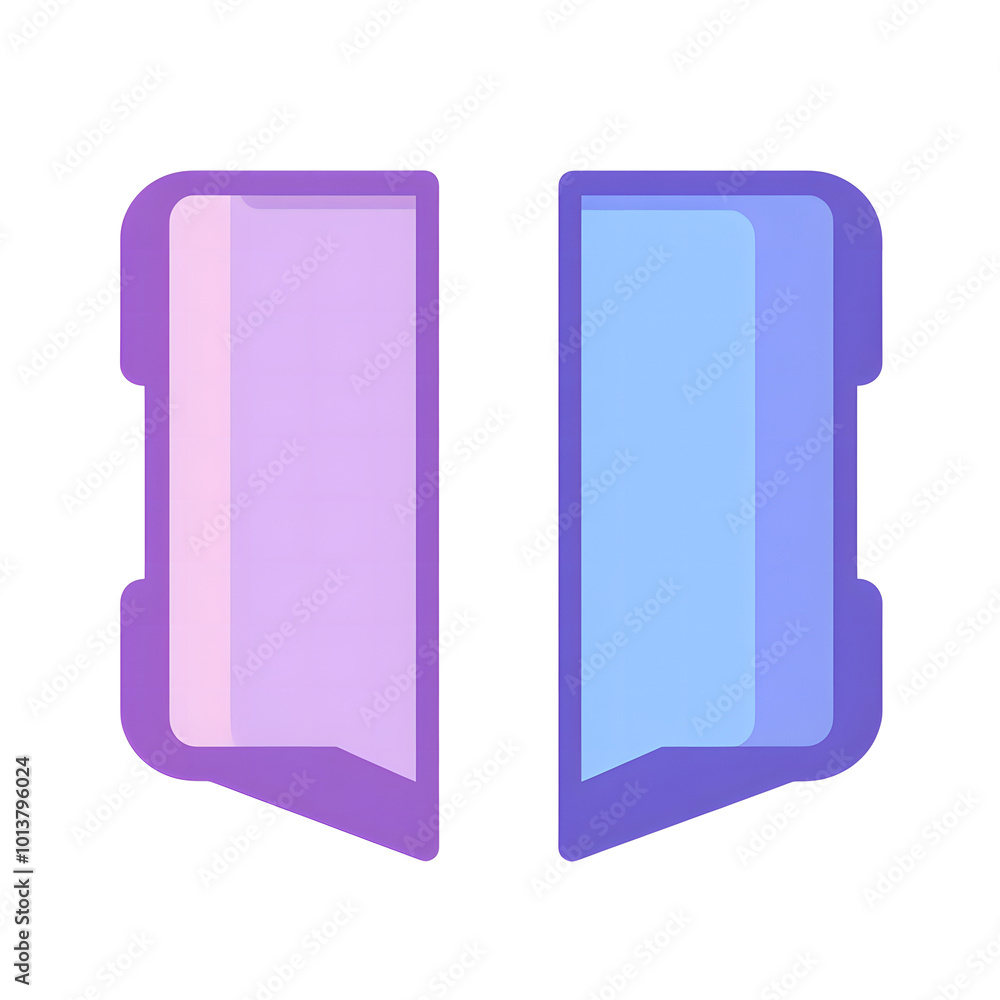 Fototapete Vector flat style, simple clean lines illustration design of two long rectangular buttons in blue and purple colors on a white background design. Simple shapes design, no shadows design