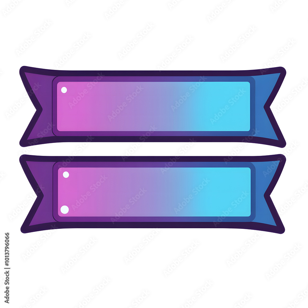 Fototapete vector flat style, simple clean lines illustration design of two long rectangular buttons in blue an