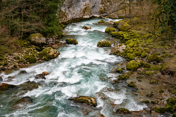 mountain river nature forest turbulent current