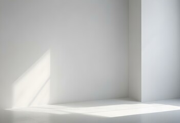 White room studio background. Empty room with shadows of window.