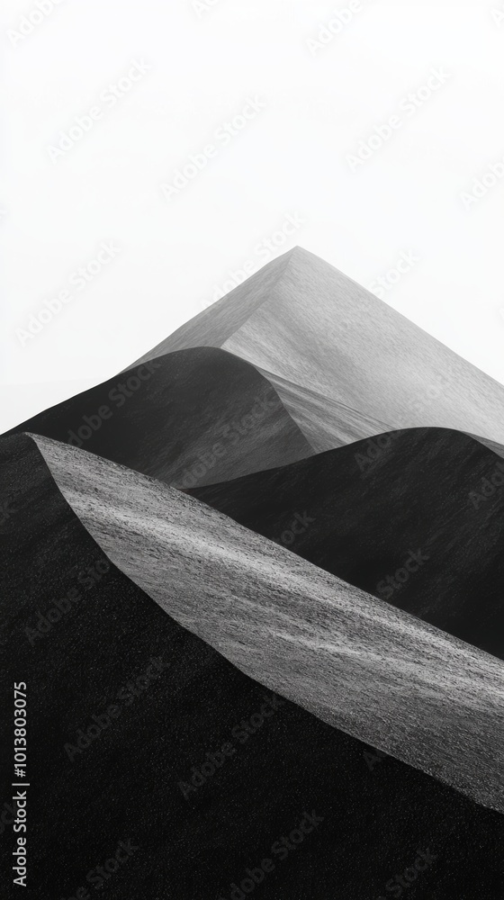 Aufkleber geometric mountain abstraction, minimalist representation of peaks and valleys, emphasizing shapes a