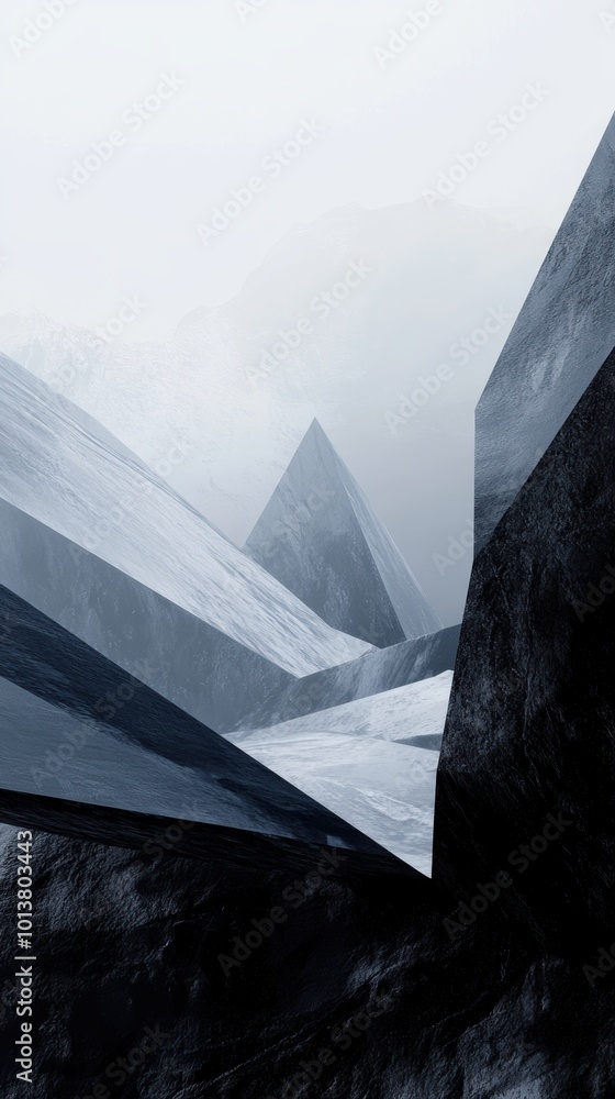 Aufkleber geometric mountain abstract, minimalist interpretation of mountain range, emphasizing shapes and for