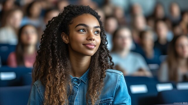 Group of university students attending a virtual seminar nodding along and taking notes while actively participating in a professional development workshop via video conference Large space for text
