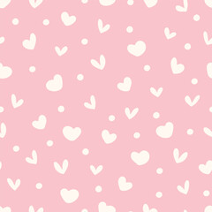 Pastel Pink Adorable Heart Doodle Scatter Seamless Vector Repeat Pattern