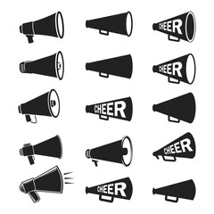 Cheer Megaphone SVG. Cheer horn Silhouette. Megaphone Bundle. Sports svg, Cheers Vector.