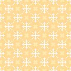 Pastel Yellow Cross Flower Abstract Geometric Seamless Vector Repeat Pattern