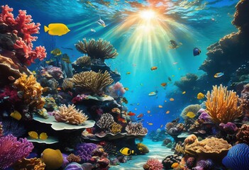 breathtaking coral reefs showcasing striking marine life vibrant underwater landscape diverse creatures lush ecosystem, corals, ocean, colorful, fish