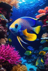 vibrant close showcasing exotic fish species lush underwater environments bright colors intricate patterns, rainbow, lgbtq, lgbt, pride, colorful, love